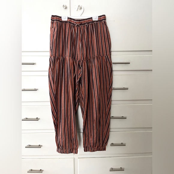 🆕 Free People Ellie Striped barrel pants in rust combo size small - Picture 6 of 13